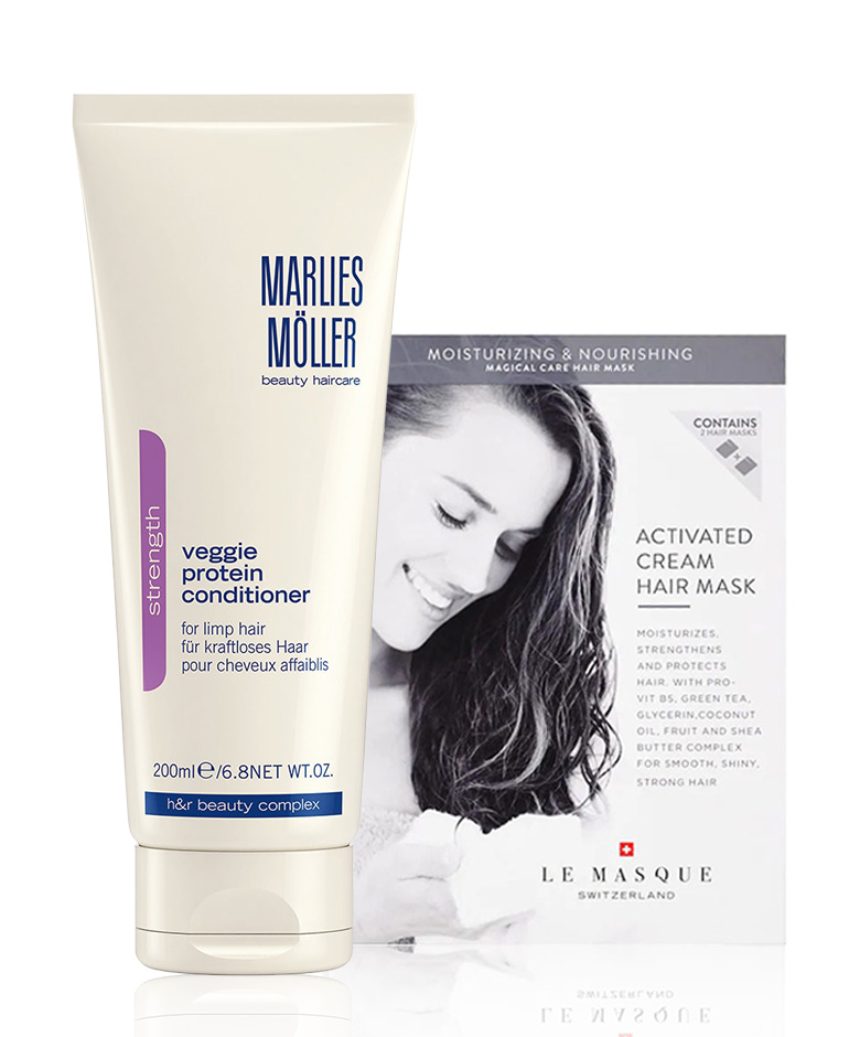 Strength Conditioner van Marlies Möller en Activated Cream Hair Mask van Le Masque Switzerland