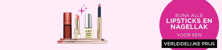 Bijna alle lipsticks en nagellak voor een verleidelijke prijs Bijna alle lipsticks en nagellak voor een verleidelijke prijs