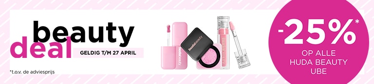 BEAUTYDEAL: -25% op alle Huda Beauty UBE BEAUTYDEAL: -25% op alle Huda Beauty UBE