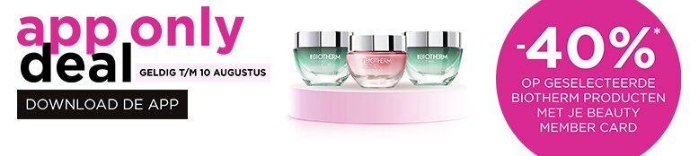 40% op geselecteerde Biothem producten met je Beauty Member Card 40% op geselecteerde Biothem producten met je Beauty Member Card