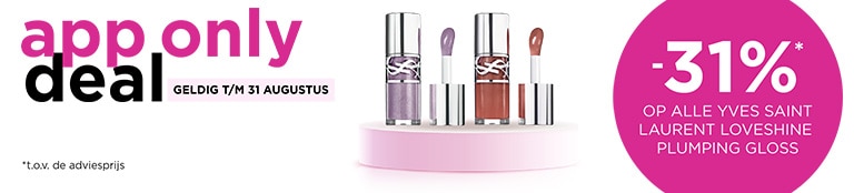 APP ONLY: -31% op alle Yves Saint Laurent Loveshine Plumping gloss APP ONLY: -31% op alle Yves Saint Laurent Loveshine Plumping gloss