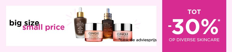 Shop je favoriete skincare producten in een extra groot formaat, met extra veel voordeel! Shop je favoriete skincare producten in een extra groot formaat, met extra veel voordeel!