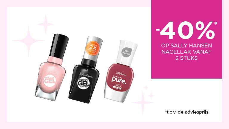 -40%* op Sally Hansen nagellak vanaf 2 stuks -40%* op Sally Hansen nagellak vanaf 2 stuks