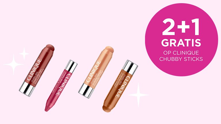 2+1 GRATIS op Clinique Chubby Sticks