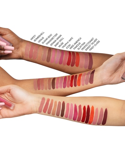 HUDA BEAUTY LIQUID MATTE ULTRA-COMFORT TRANSFER-PROOF LIPSTICK BOMBSHELL