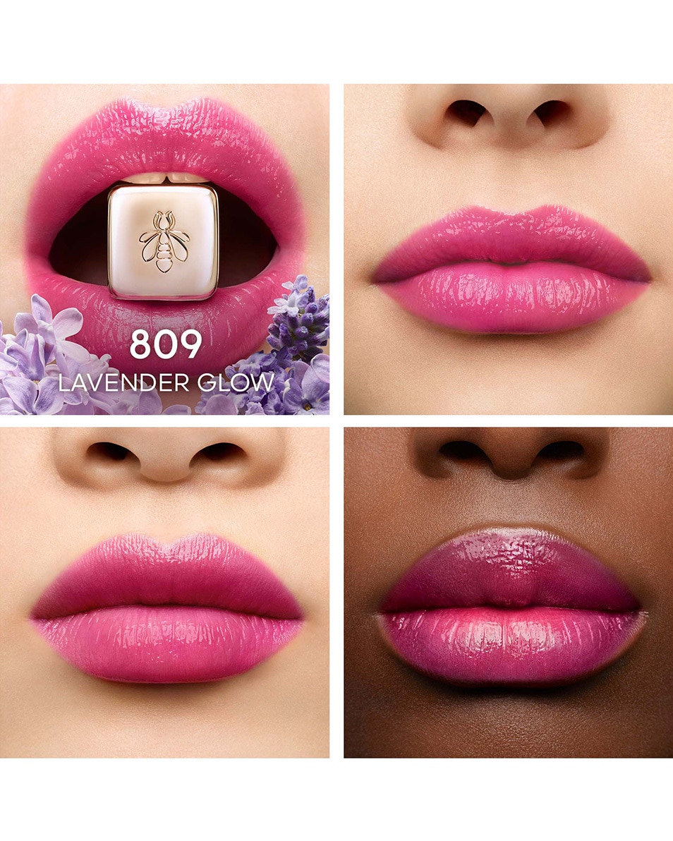 GUERLAIN KISS KISS BEE GLOW HONINGTINT BALSEM - 98% VAN NATUURLIJKE OORSPRONG 809 LAVENDER GLOW