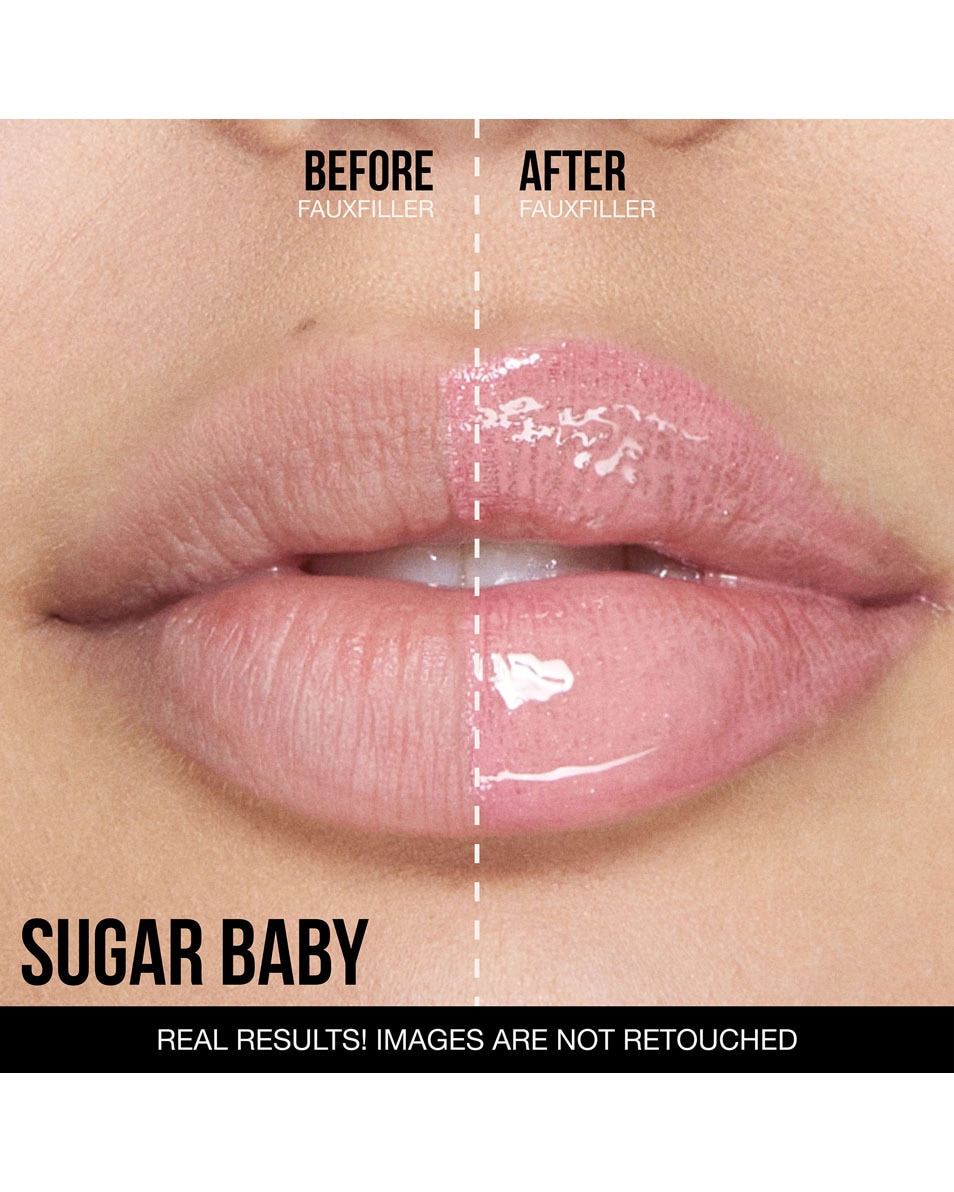 HUDA BEAUTY FAUX FILLER EXTRA SHINE LIP GLOSS SUGAR BABY