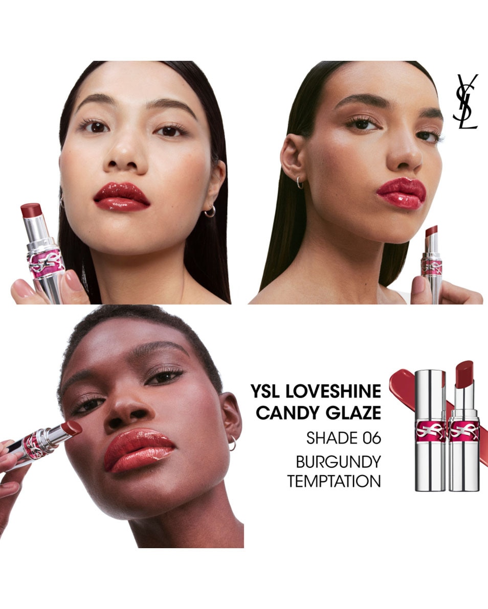 YVES SAINT LAURENT YSL Loveshine Candy Glaze Lip Gloss Stick - 6 BURGUNDY TEMPTATION 3