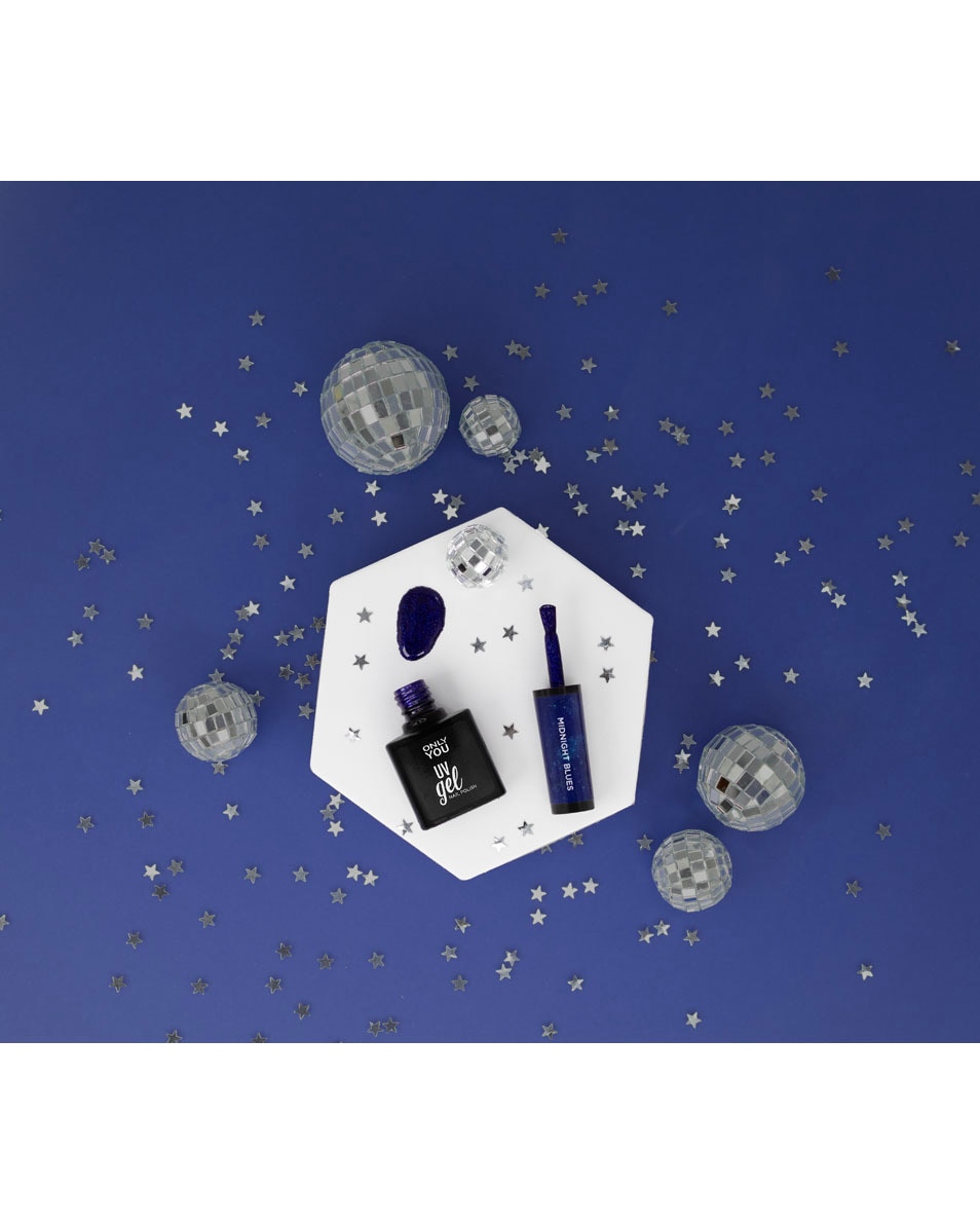 ONLY YOU LIMITED EDITION WINTER 24 UV GEL NAIL POLISH UV GEL POLISH MIDNIGHT BLUES Hoola Original / Cookie Golden Pearl / Pompom / Shellie Gleam 3