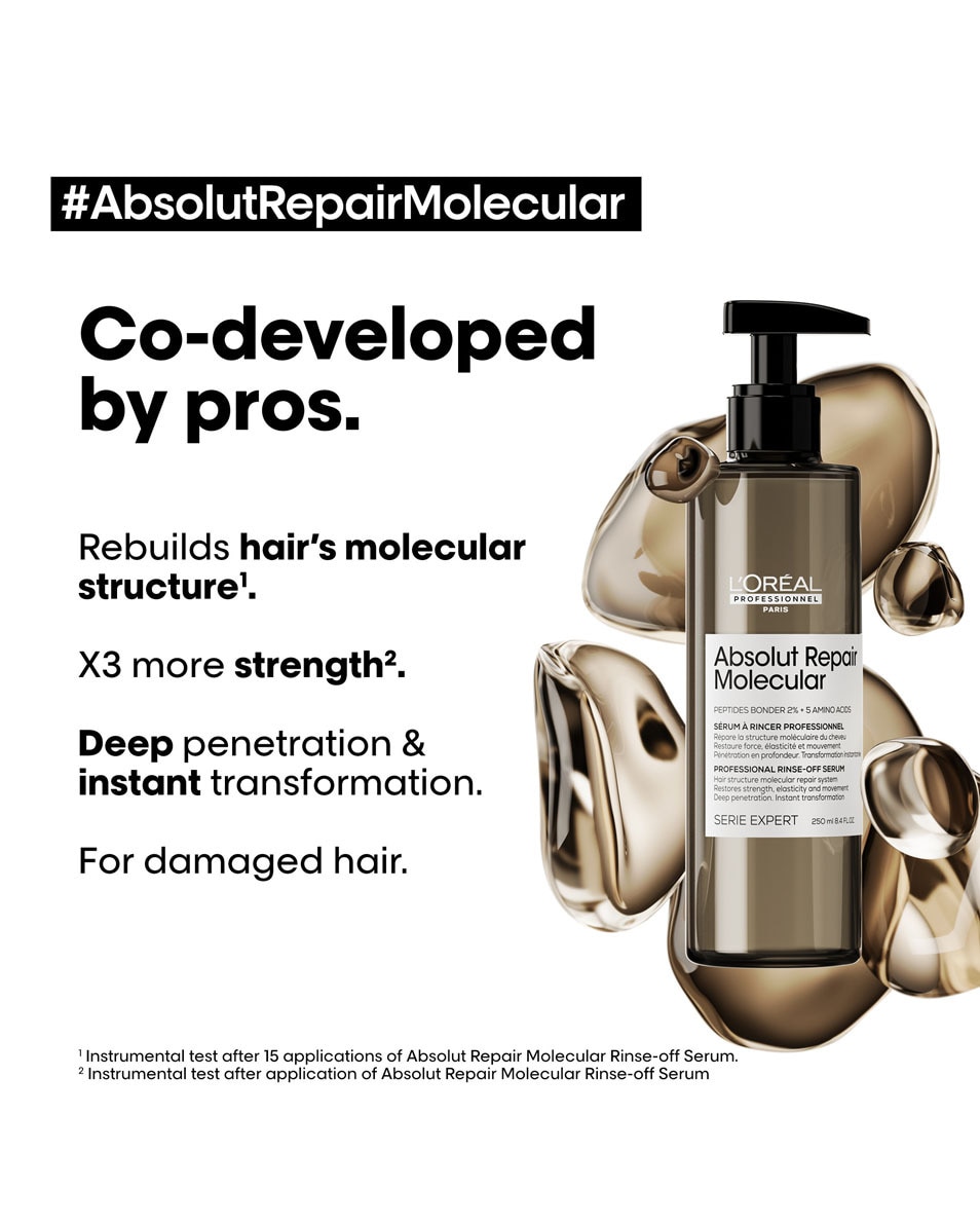 L'OREAL PROFESSIONNEL Absolut Repair Molecular Rinse off herstel serum voor zeer beschadigde haartypes 250 ML 3
