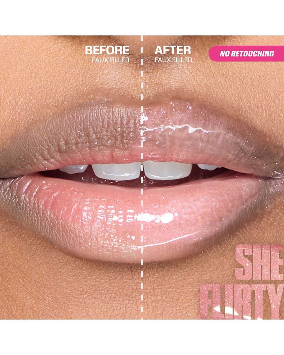 HUDA BEAUTY ICY NUDE FAUX FILLER LIP GLOSS SHE FLIRTY 3