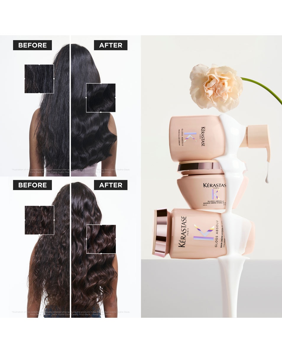 KÉRASTASE Gloss Absolu Bain Riche Crème Hydra-Glaze Anti-Frizz Shampoo Met Glanseffect - Voor Dik, Pluizig Haar 250 ML 3
