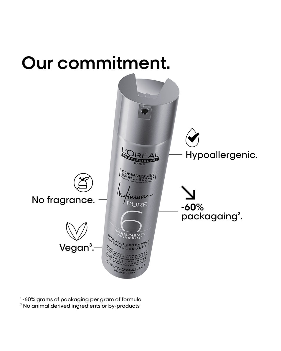 L'OREAL PROFESSIONNEL L'Oréal Professionnel Infinium Pure Soft Hypoallergene haarspray met een lichte hold 300 ML 4