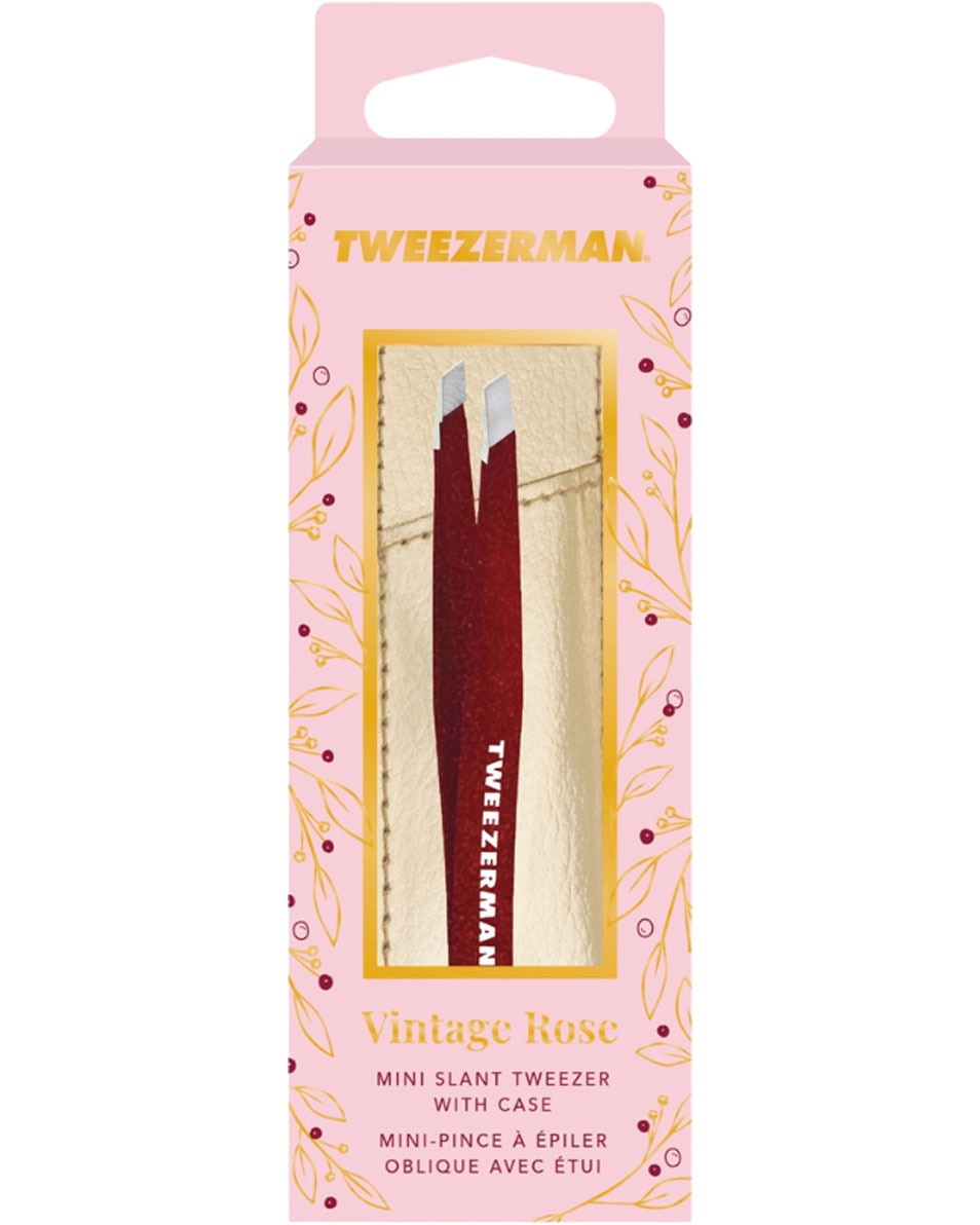 TWEEZERMAN Beautytools Vintage Rose Mini Slant Tweezer with Case 2 ST