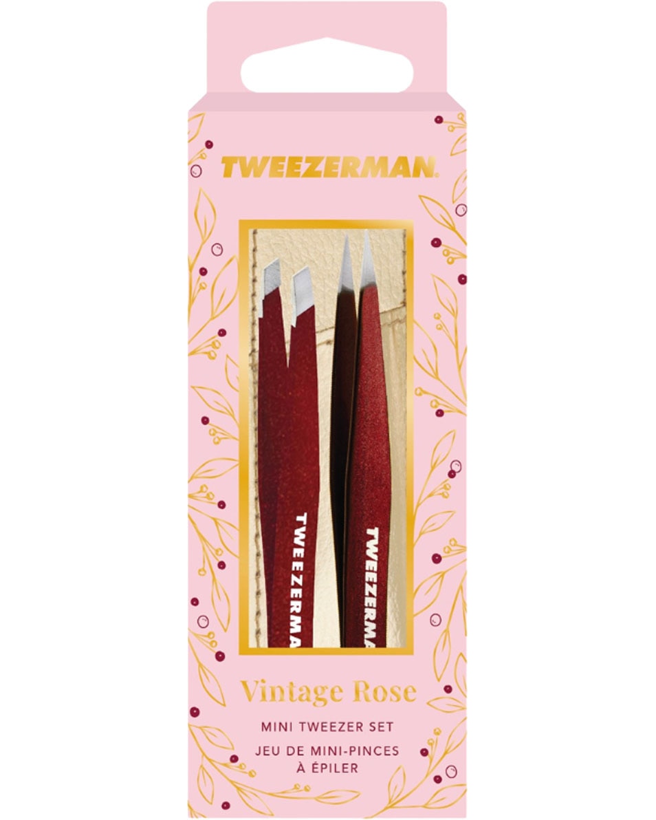 TWEEZERMAN Beautytools Vintage Rose Mini Tweezer Set with Case 3 ST