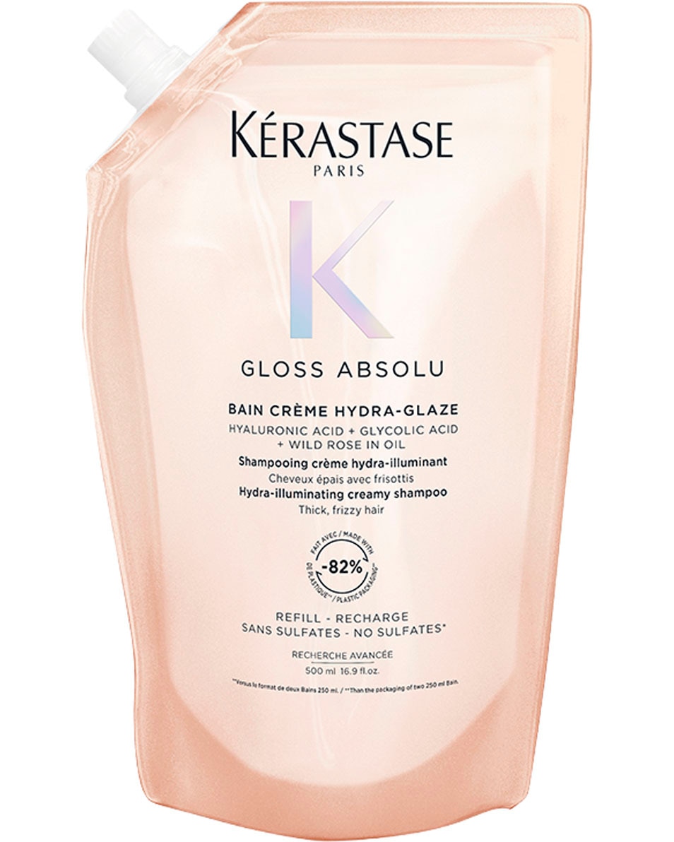 KÉRASTASE Gloss Absolu Bain Riche Crème Hydra-Glaze Navulverpakking Anti-Frizz Shampoo Met Glanseffect - Voor Dik, Pluizig Haar 500 ML