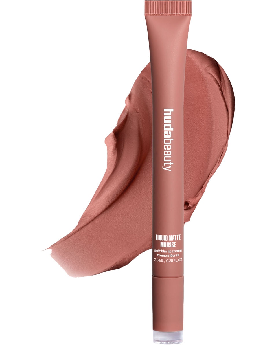 HUDA BEAUTY LIQUID MATTE MOUSSE SOFT BLUR LIP CREAM BOMBSHELL PINKY BROWN
