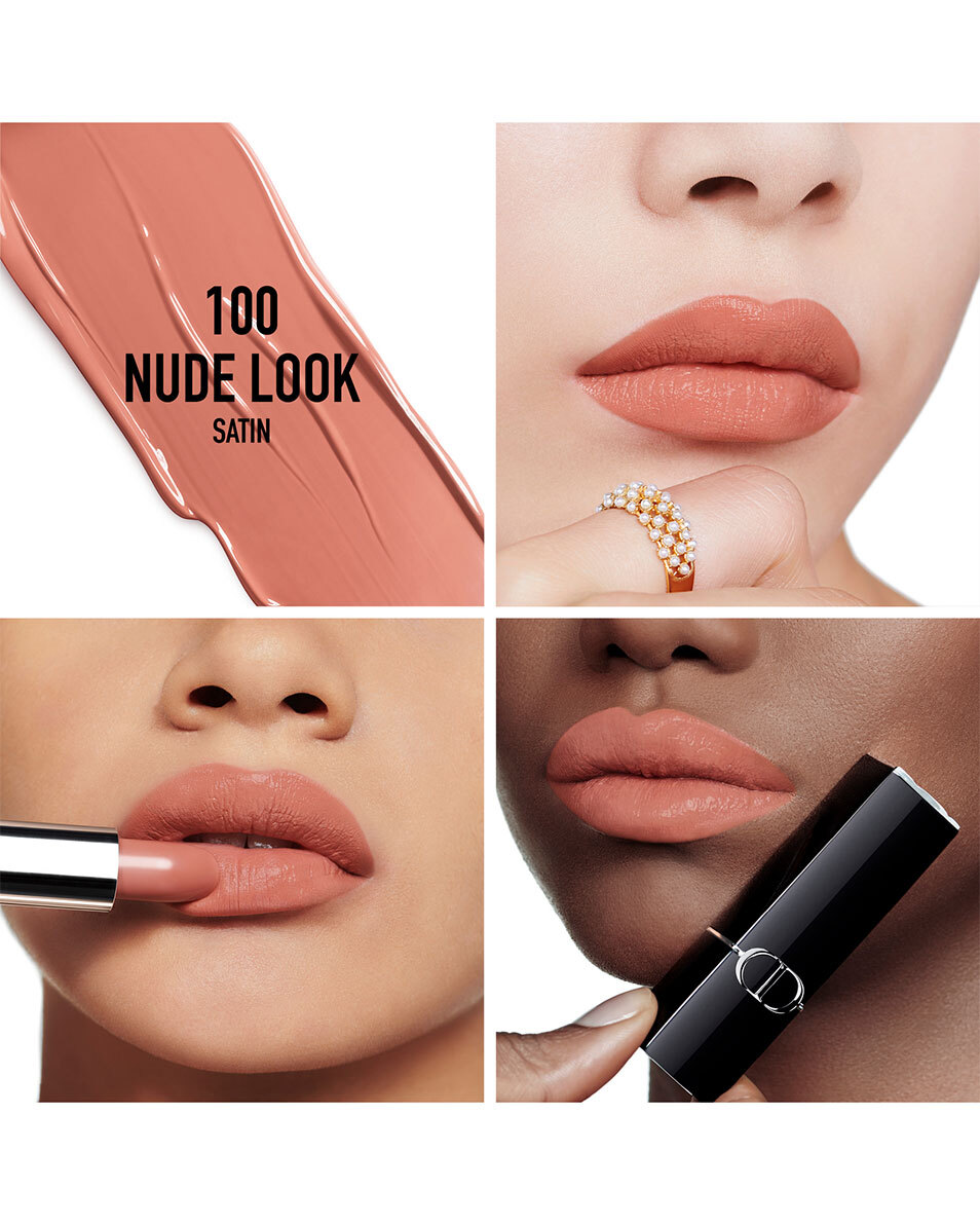 DIOR Rouge Dior Lipstick - comfort en langhoudend SATIN - 100 NUDE LOOK 2