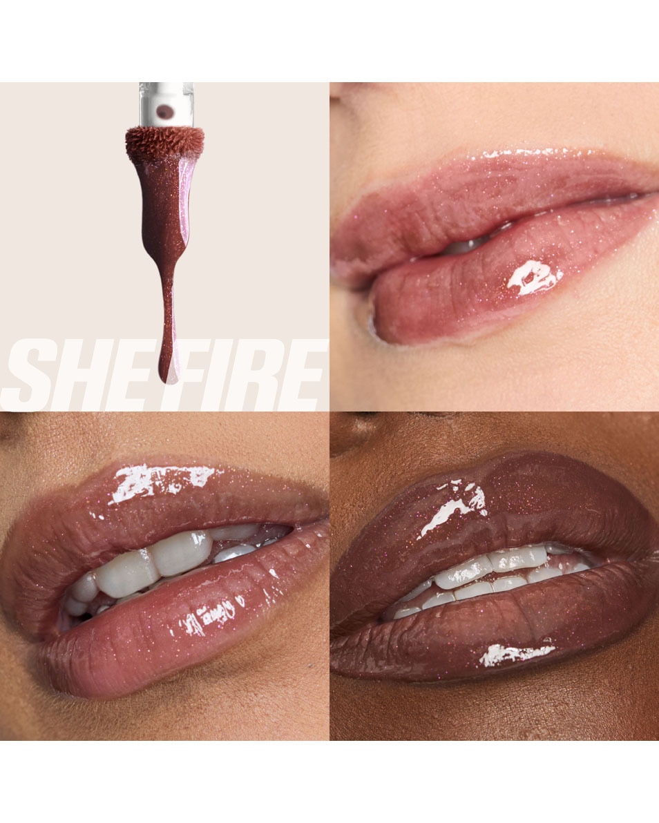 HUDA BEAUTY ICY NUDE FAUX FILLER LIP GLOSS SHE FIRE 2