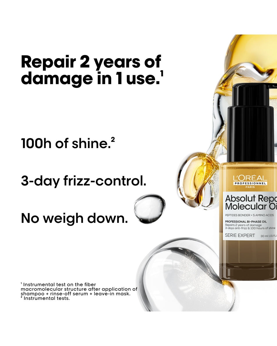 L'OREAL PROFESSIONNEL Absolut Repair Molecular Bi-phase haarolie - voor alle beschadigde haartypes 30 ML