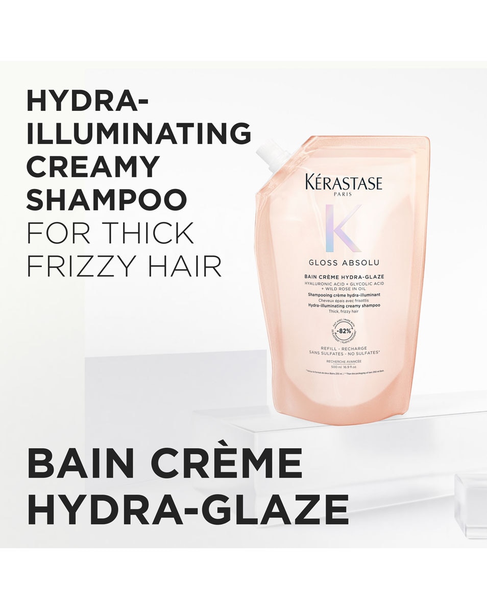 KÉRASTASE Gloss Absolu Bain Riche Crème Hydra-Glaze Navulverpakking Anti-Frizz Shampoo Met Glanseffect - Voor Dik, Pluizig Haar 500 ML 2