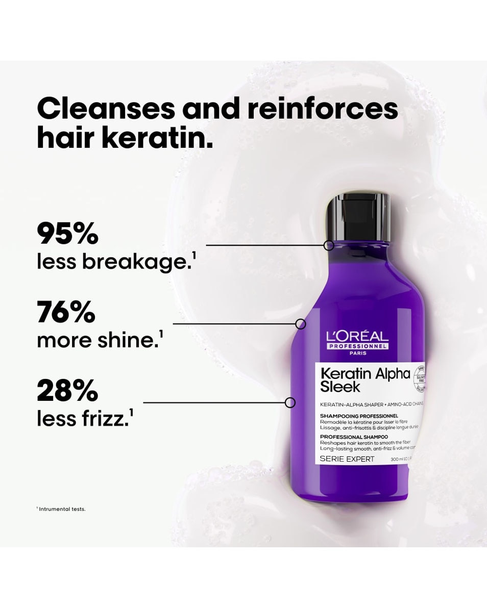 L'OREAL PROFESSIONNEL Keratin Alpha Sleek Shampoo - Frizz- En Volumecontrole 300 ML 2