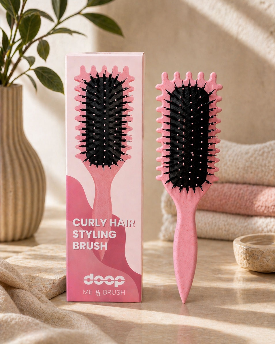 DOOP Me & Brush Curly Hair Styling Brush Roze Luxe haarborstel 1 ST 2