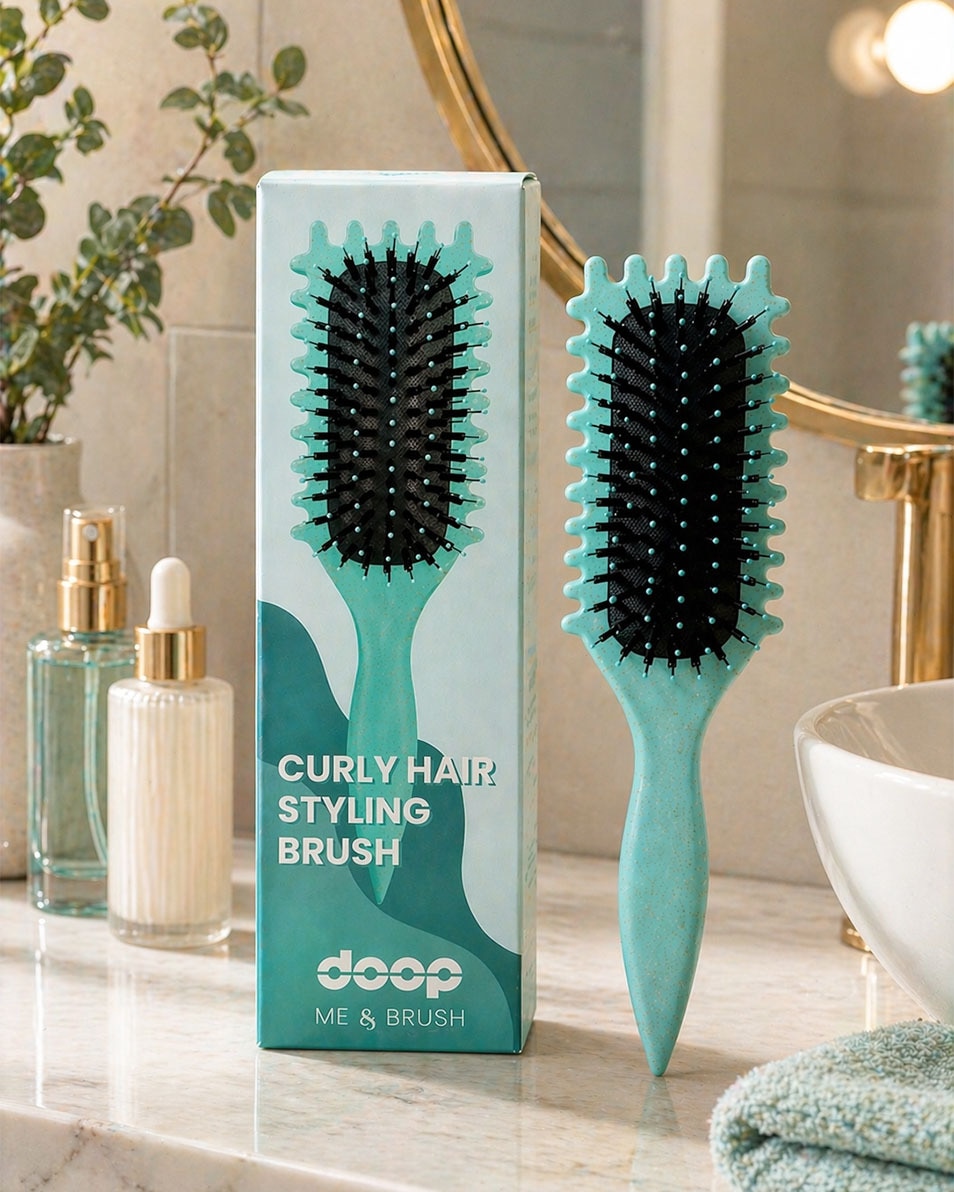 DOOP Me & Brush Curly Hair Styling Brush Groen Luxe haarborstel 1 ST 2