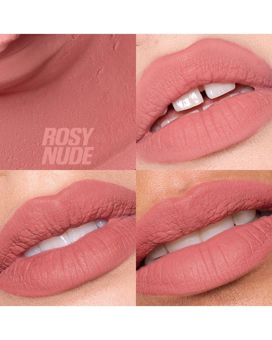 HUDA BEAUTY LIQUID MATTE MOUSSE SOFT BLUR LIP CREAM ROSY NUDE 2