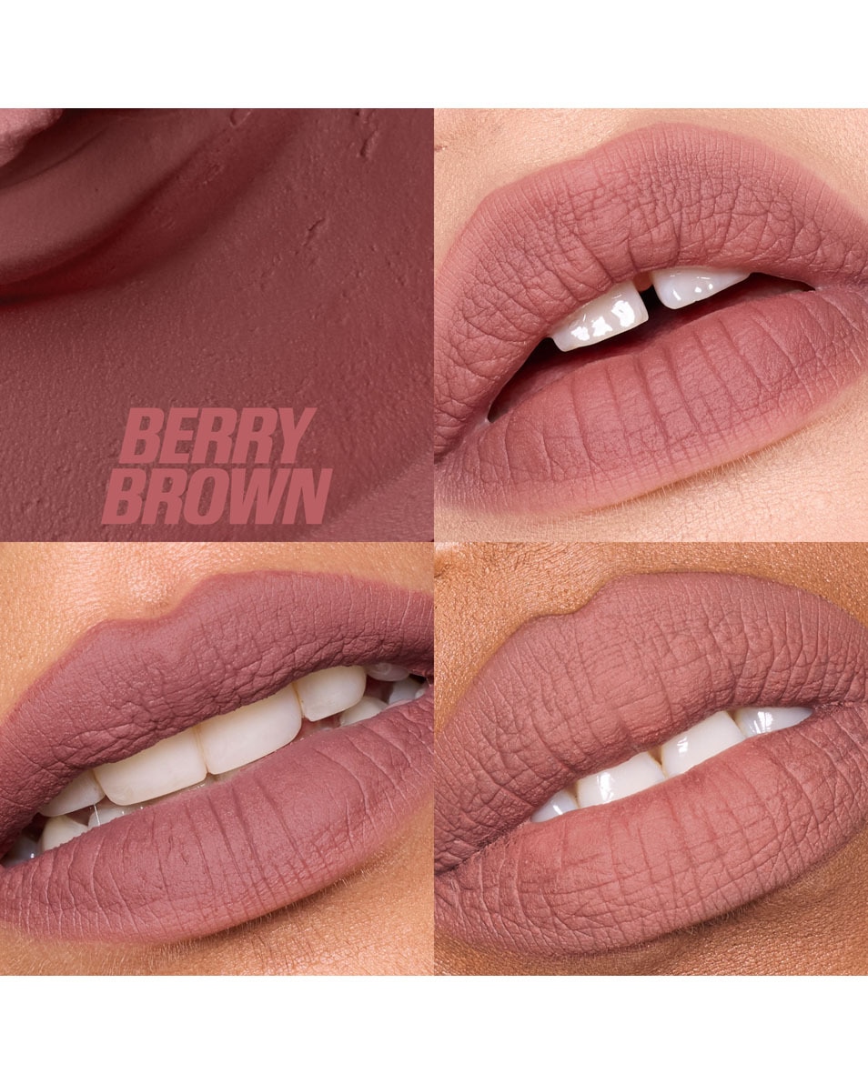 HUDA BEAUTY LIQUID MATTE MOUSSE SOFT BLUR LIP CREAM BERRY BROWN 2