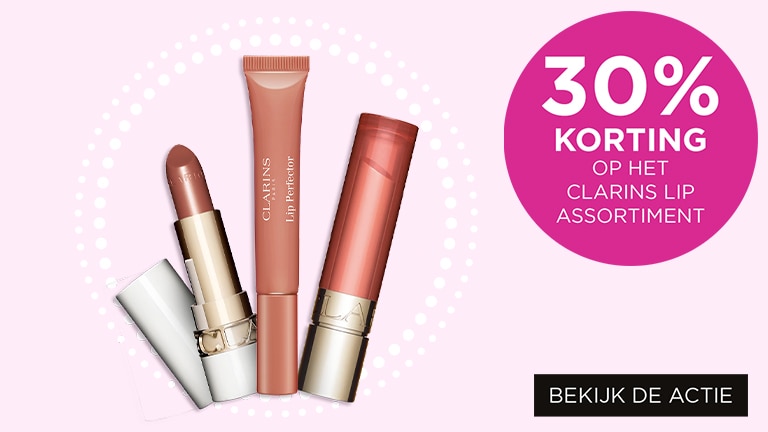 30% op het Clarins lip assortiment 30% op het Clarins lip assortiment