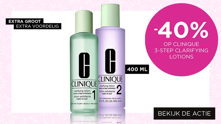 40% op Clinique 3-step clarifying lotions 400 ML 40% op Clinique 3-step clarifying lotions 400 ML