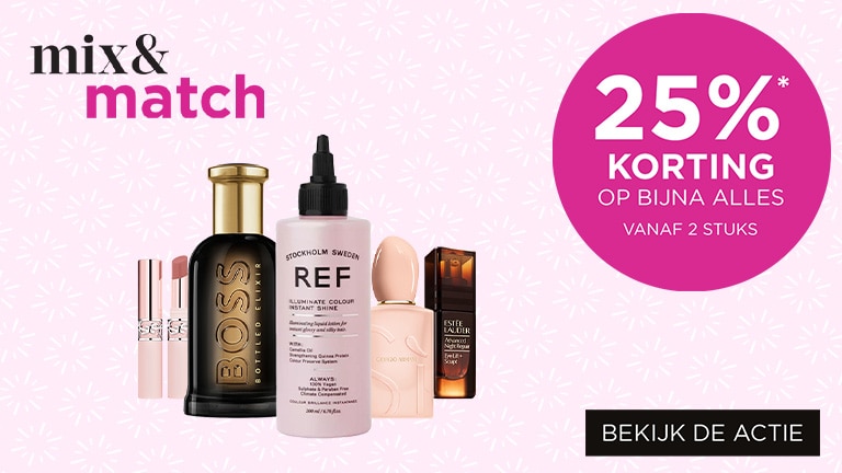 25%* korting op bijna alles vanaf 2 stuks. : Mix & Match je favoriete parfum, make-up, skincare, haircare en meer. Alle combinaties mogelijk 25%* korting op bijna alles vanaf 2 stuks. : Mix & Match je favoriete parfum, make-up, skincare, haircare en meer. Alle combinaties mogelijk