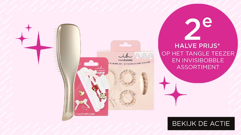 2e halve prijs* op het Tangle Teezer & Invisibobble assortiment 2e halve prijs* op het Tangle Teezer & Invisibobble assortiment